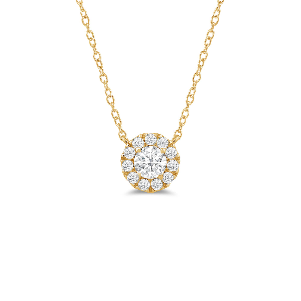 Halo Round Lab Created Diamond Necklace with 14KT Yellow Gold / Lab / 1 1/4 Cut Diamond in 14KT Yellow Gold / Lab / 1 1/4 view 1
