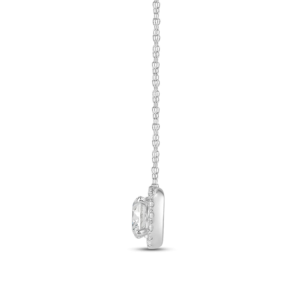 Halo Round Lab Created Diamond Necklace with 14KT White Gold / Lab / 1 3/4 Cut Diamond in 14KT White Gold / Lab / 1 3/4 view 5
