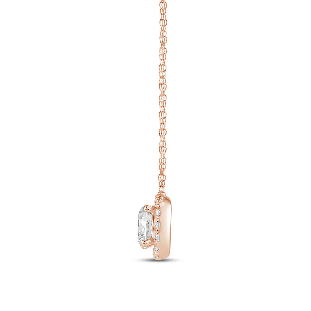 Halo Round Lab Created Diamond Necklace with 14KT Rose Gold / Lab / 1 3/4 Cut Diamond in 14KT Rose Gold / Lab / 1 3/4 view 5
