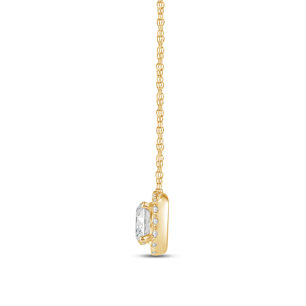 Halo Round Lab Created Diamond Necklace with 14KT Yellow Gold / Lab / 1 3/4 Cut Diamond in 14KT Yellow Gold / Lab / 1 3/4 view 5
