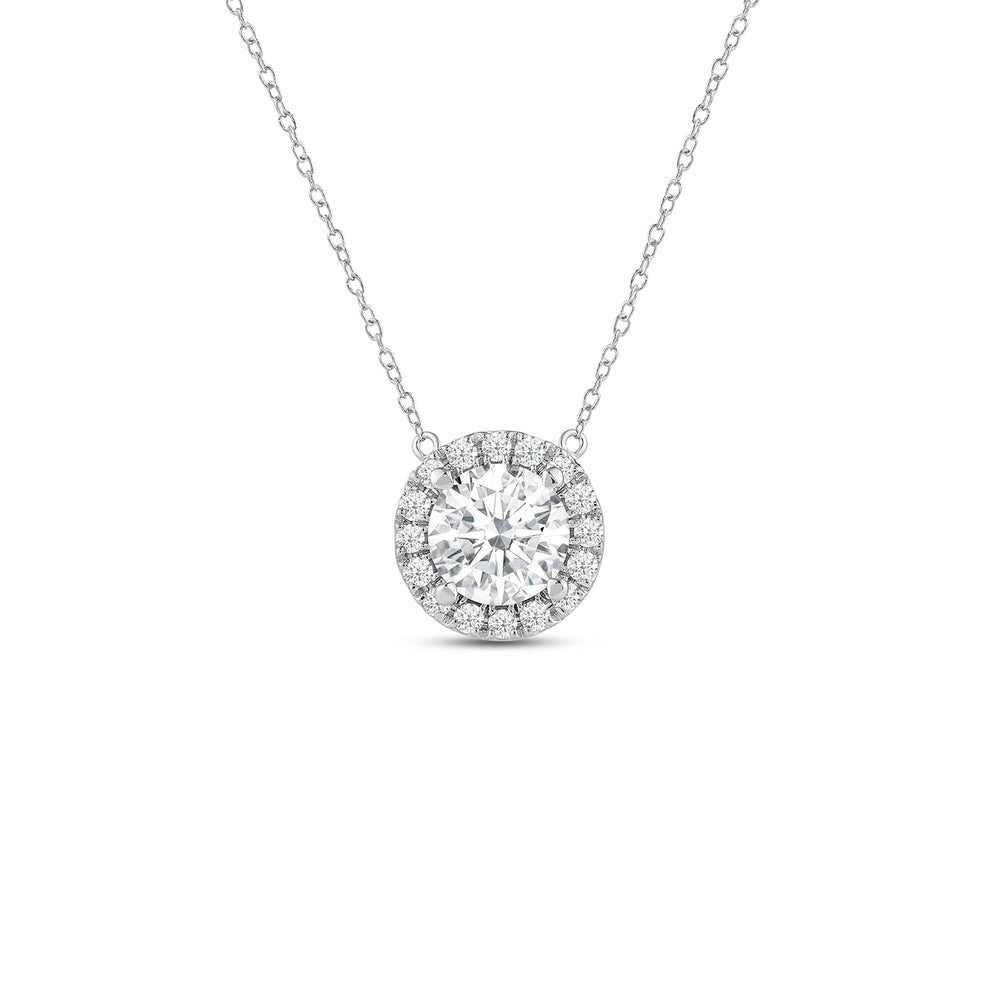 Halo Round Lab Created Diamond Necklace with 14KT White Gold / Lab / 1 3/4 Cut Diamond in 14KT White Gold / Lab / 1 3/4 view 1
