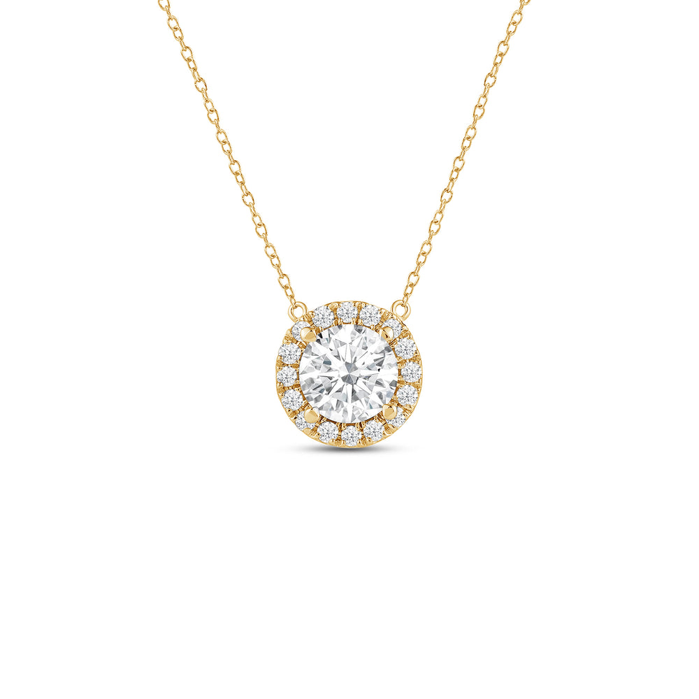 Halo Round Lab Created Diamond Necklace with 14KT Yellow Gold / Lab / 1 3/4 Cut Diamond in 14KT Yellow Gold / Lab / 1 3/4 view 1

