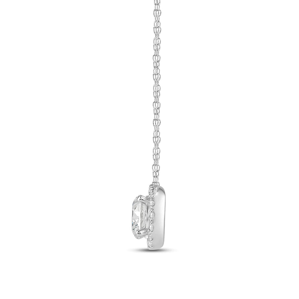 Halo Round Lab Created Diamond Necklace with 14KT White Gold / Lab / 2 1/4 Cut Diamond in 14KT White Gold / Lab / 2 1/4 view 5
