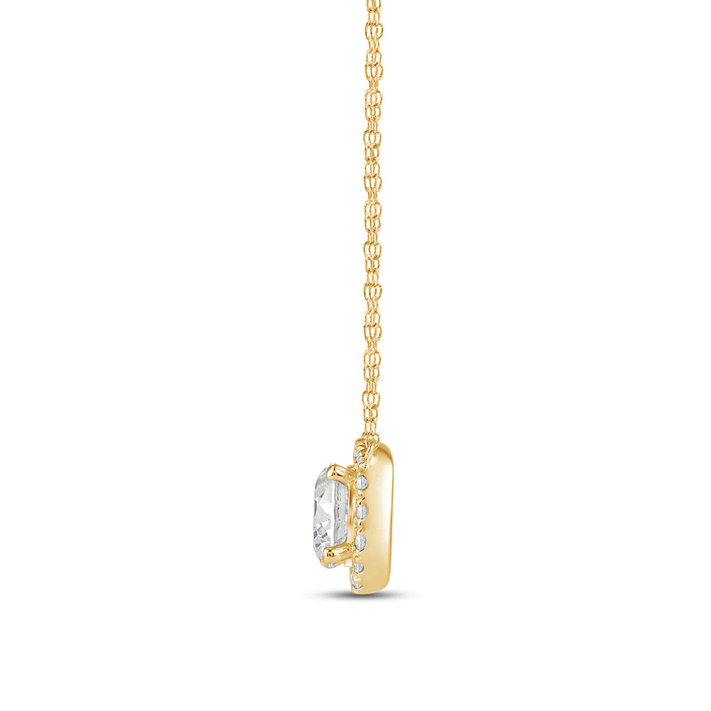 Halo Round Lab Created Diamond Necklace with 14KT Yellow Gold / Lab / 2 1/4 Cut Diamond in 14KT Yellow Gold / Lab / 2 1/4 view 5
