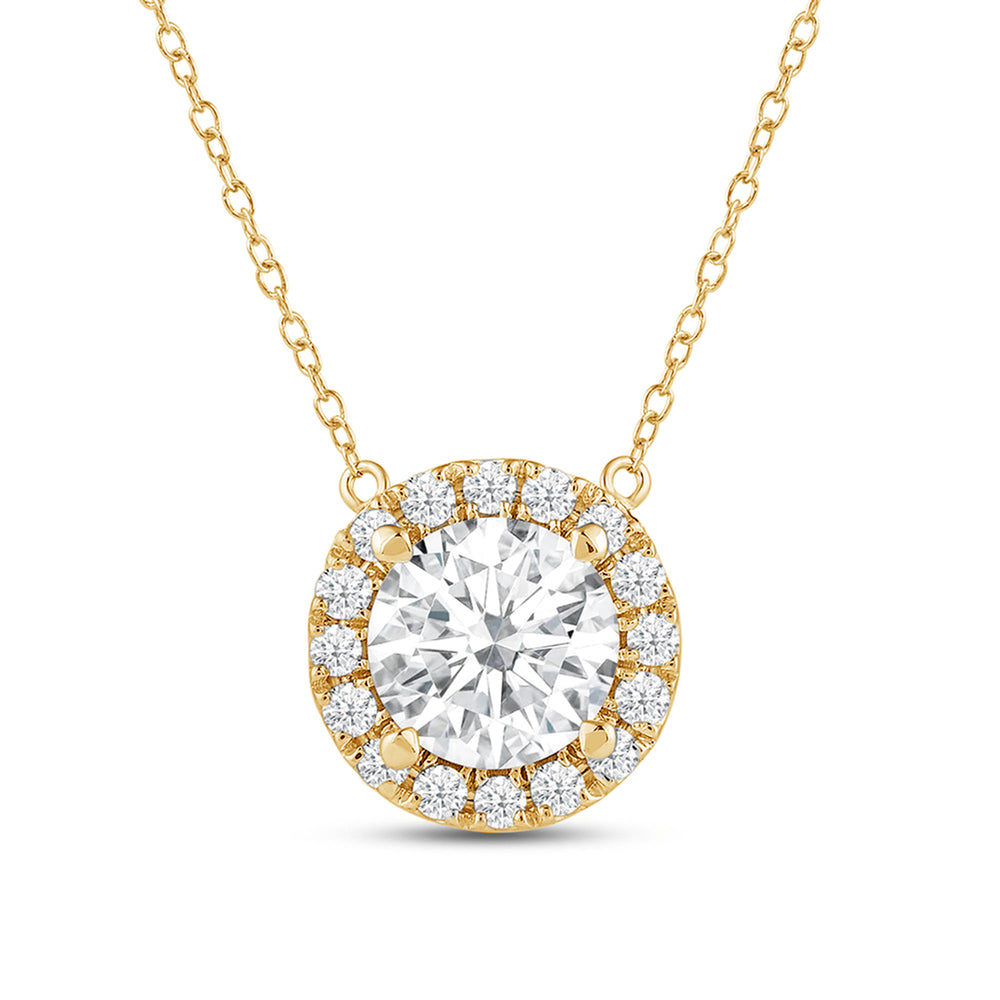 Halo Round Lab Created Diamond Necklace with 14KT Yellow Gold / Lab / 2 1/4 Cut Diamond in 14KT Yellow Gold / Lab / 2 1/4 view 4
