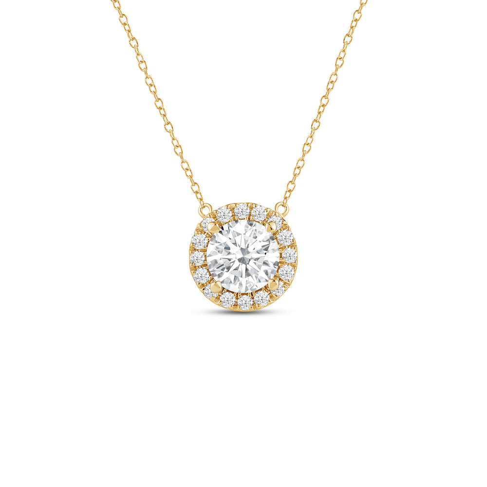 Halo Round Lab Created Diamond Necklace with 14KT Yellow Gold / Lab / 2 1/4 Cut Diamond in 14KT Yellow Gold / Lab / 2 1/4 view 1
