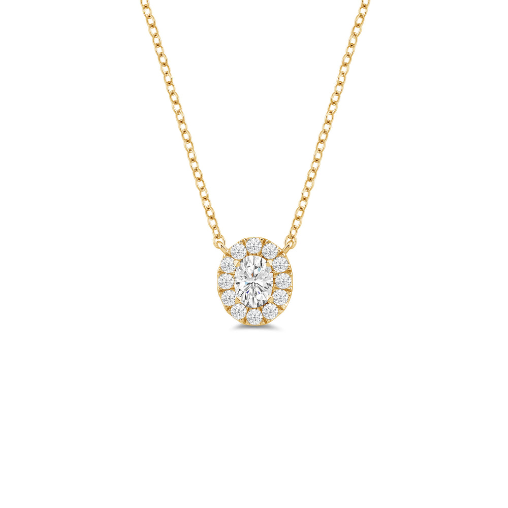 Halo Oval Lab Created Diamond Necklace with 14KT Yellow Gold / Lab / 1 1/4 Cut Diamond in 14KT Yellow Gold / Lab / 1 1/4 view 1
