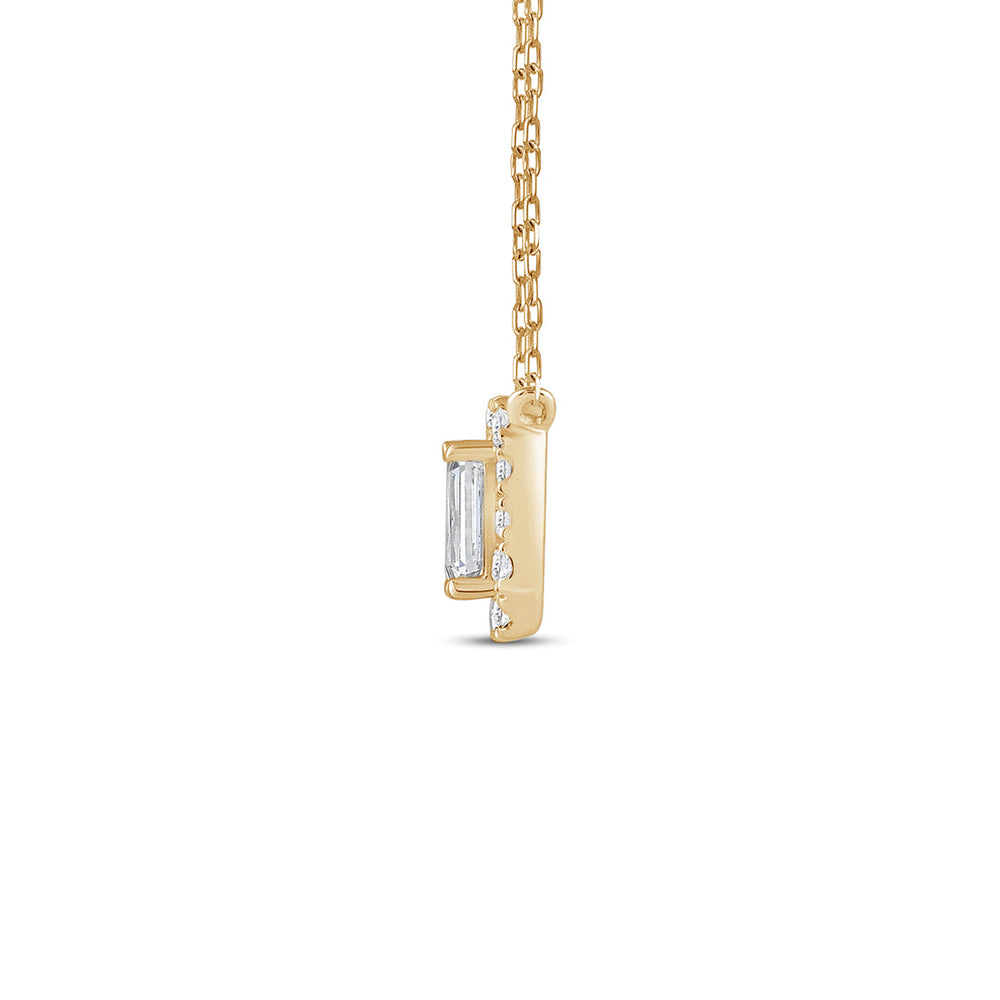 Halo Emerald Lab Created Diamond Necklace with 14KT Yellow Gold / Lab / 3/4 Cut Diamond in 14KT Yellow Gold / Lab / 3/4 view 5
