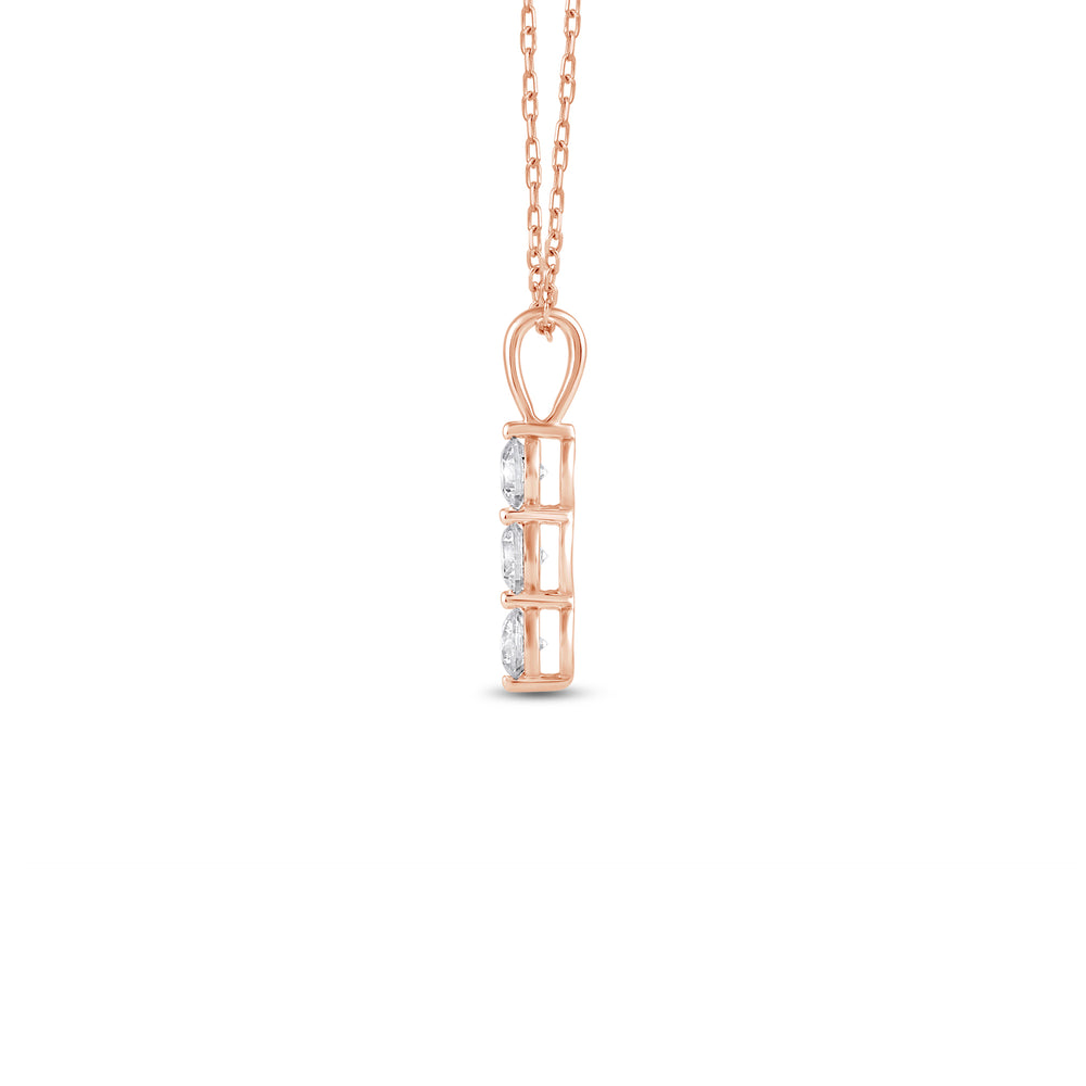 Lab Three Stone Diamond Journey Pendant with 14KT Rose Gold / Lab / 5/8 Cut Diamond in 14KT Rose Gold / Lab / 5/8 view 3
