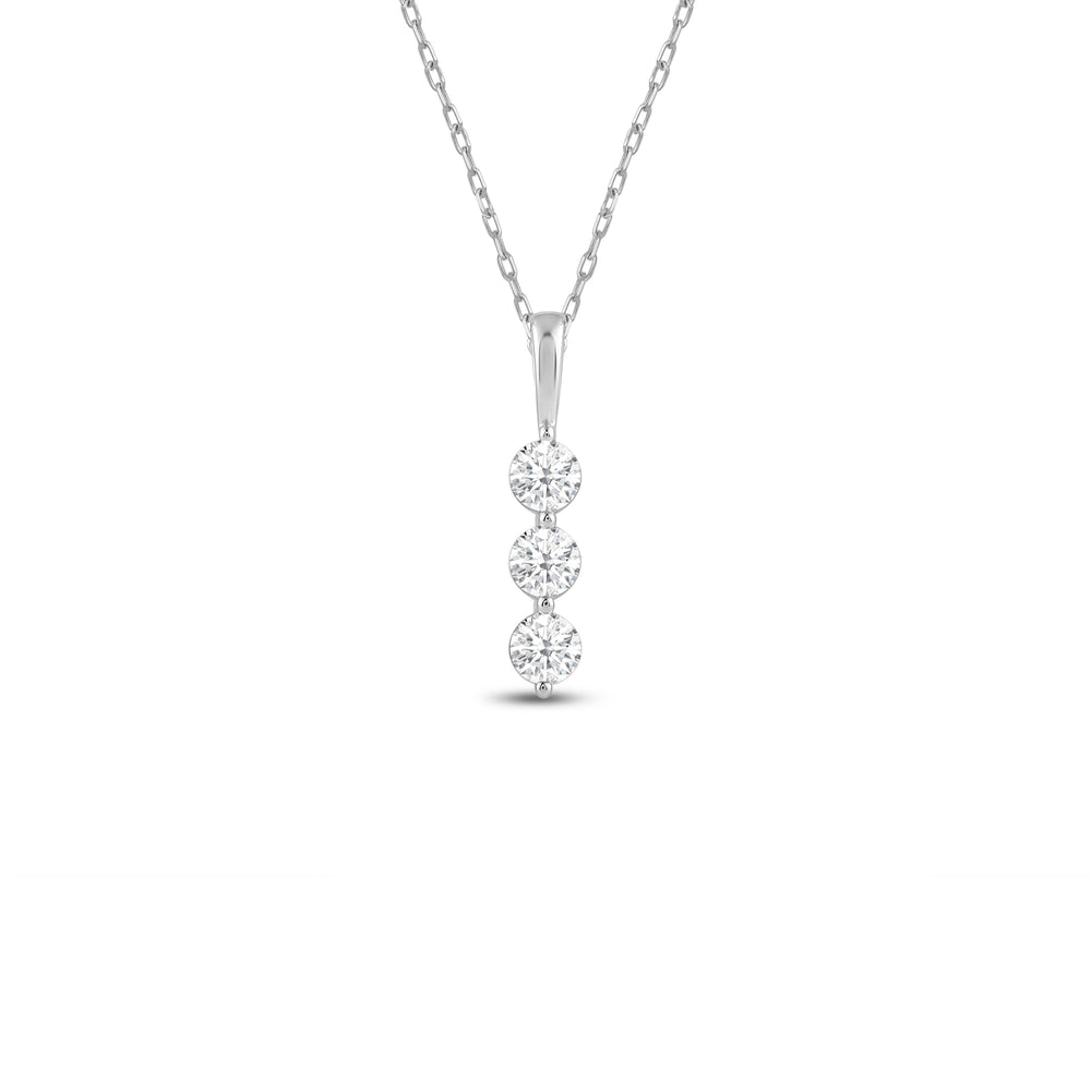 Lab Three Stone Diamond Journey Pendant with 14KT White Gold / Lab / 5/8 Cut Diamond in 14KT White Gold / Lab / 5/8 view 1
