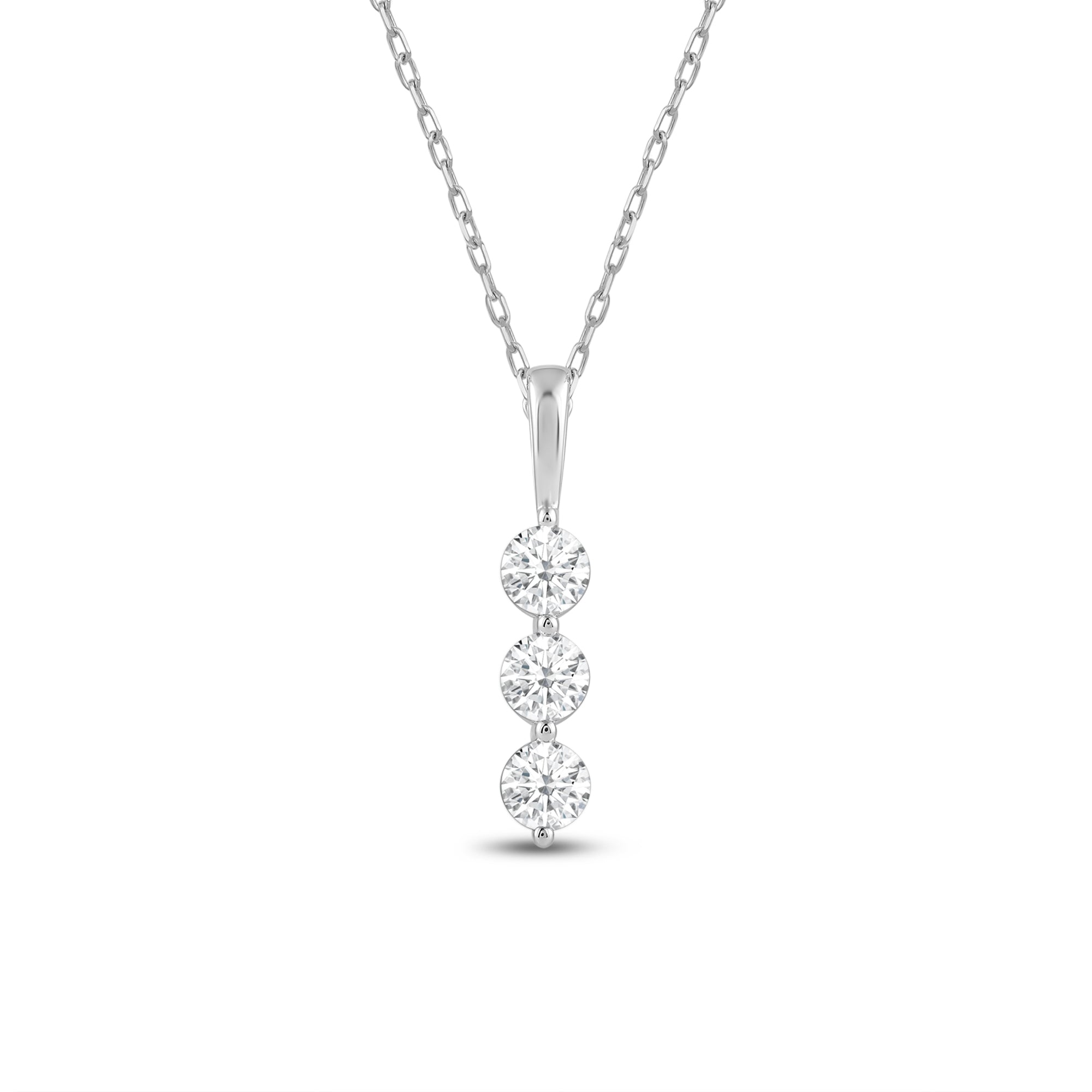 Hugs and Kisses 3 Stone Diamond Pendant | Radiant Bay