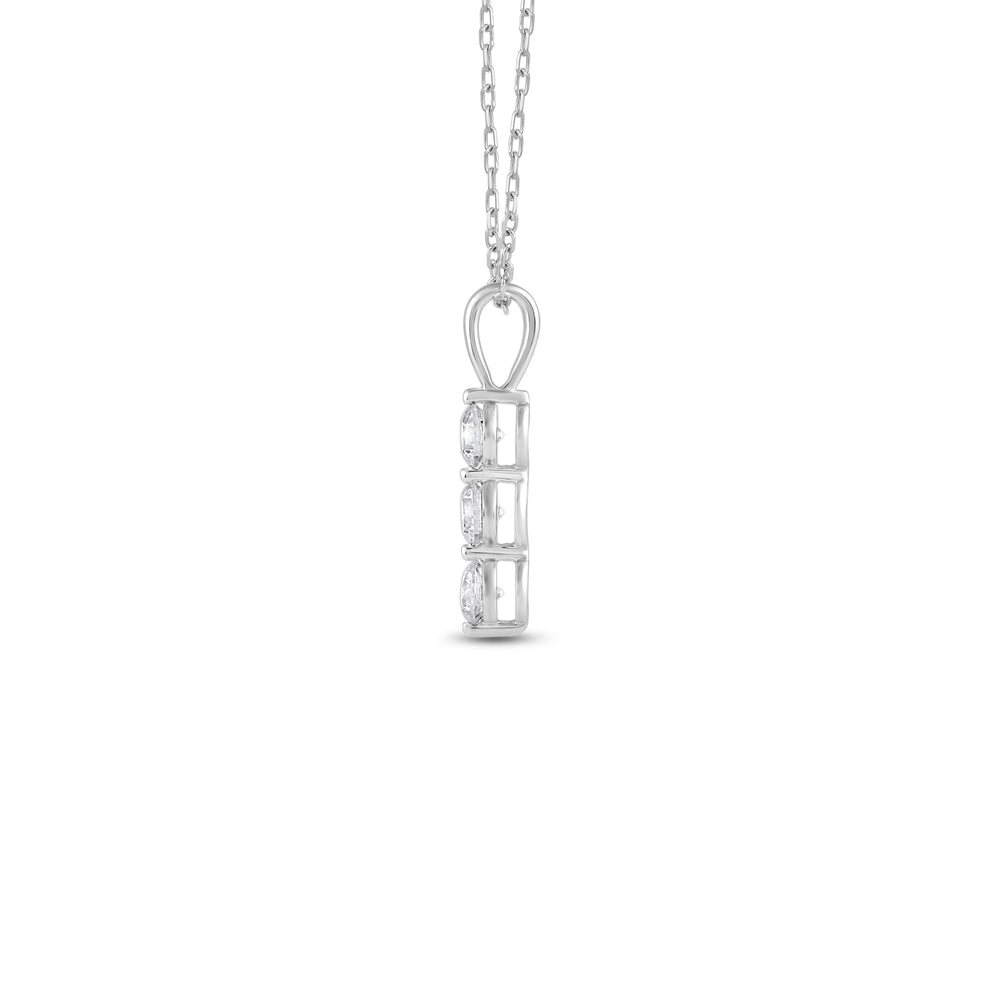 Lab Three Stone Diamond Journey Pendant with 14KT White Gold / Lab / 5/8 Cut Diamond in 14KT White Gold / Lab / 5/8 view 3
