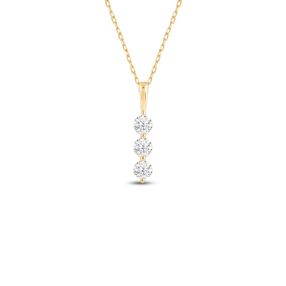 Lab Three Stone Diamond Journey Pendant with 14KT Yellow Gold / Lab / 5/8 Cut Diamond in 14KT Yellow Gold / Lab / 5/8 view 1
