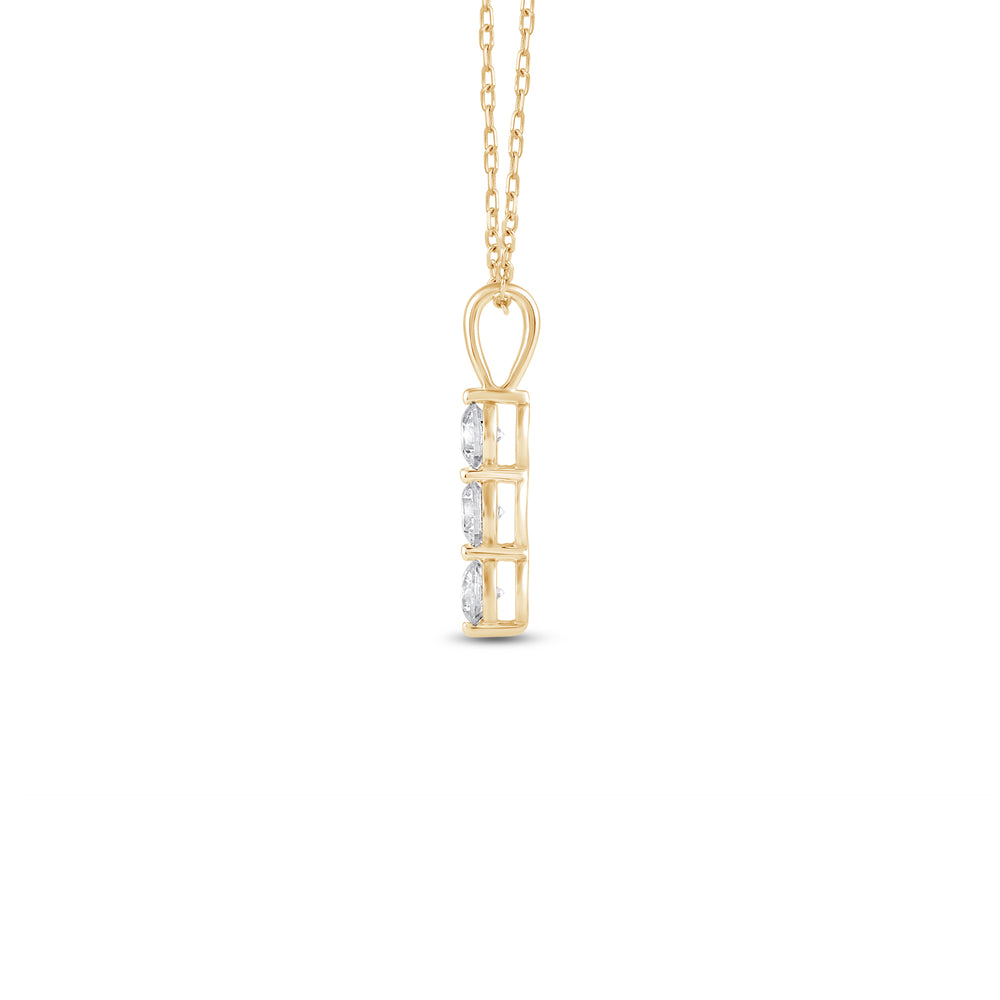 Lab Three Stone Diamond Journey Pendant with 14KT Yellow Gold / Lab / 5/8 Cut Diamond in 14KT Yellow Gold / Lab / 5/8 view 3
