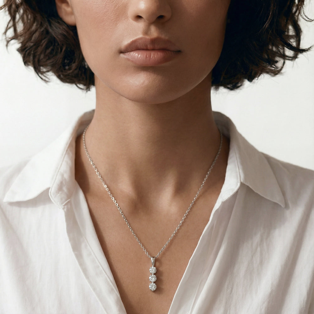 Lab Three Stone Diamond Journey Pendant with 14KT Yellow Gold / Lab / 5/8 Cut Diamond in 14KT Yellow Gold / Lab / 5/8 view 2
