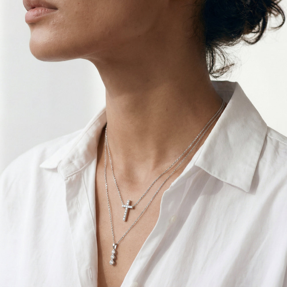 Lab Three Stone Diamond Journey Pendant with 14KT Rose Gold / Lab / 5/8 Cut Diamond in 14KT Rose Gold / Lab / 5/8 view 3
