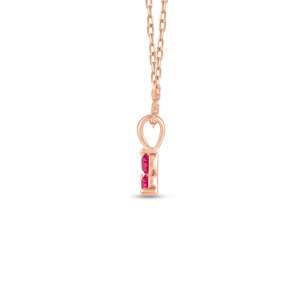 Ruby Three Stone Cluster Pendant with 14KT Rose Gold Cut Diamond in 14KT Rose Gold view 3
