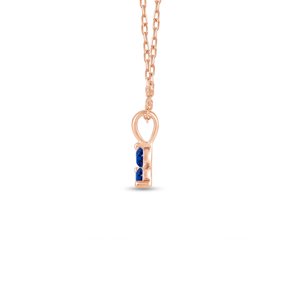 Sapphire Three Stone Cluster Pendant with 14KT Rose Gold Cut Diamond in 14KT Rose Gold view 3
