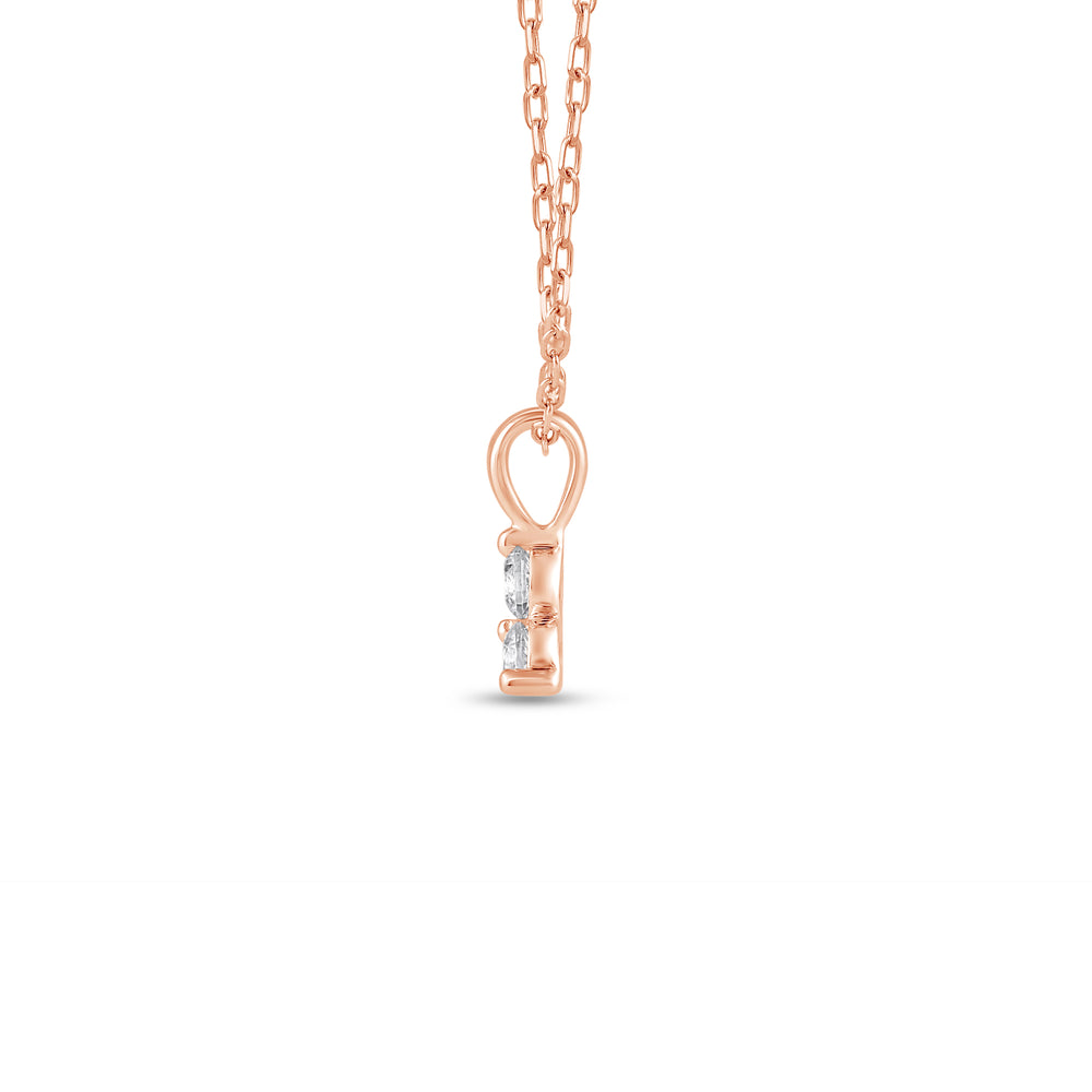 Lab Diamond Three Stone Cluster Pendant with 14KT Rose Gold / Lab / 3/4 Cut Diamond in 14KT Rose Gold / Lab / 3/4 view 3
