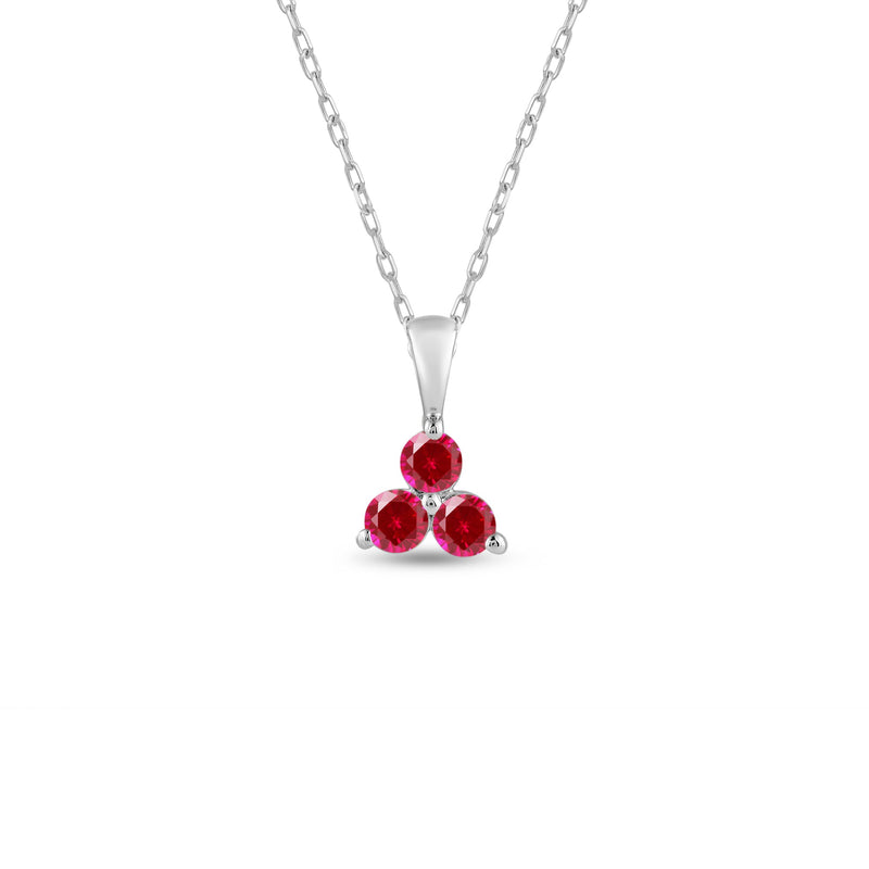 Ruby Three Stone Cluster Pendant