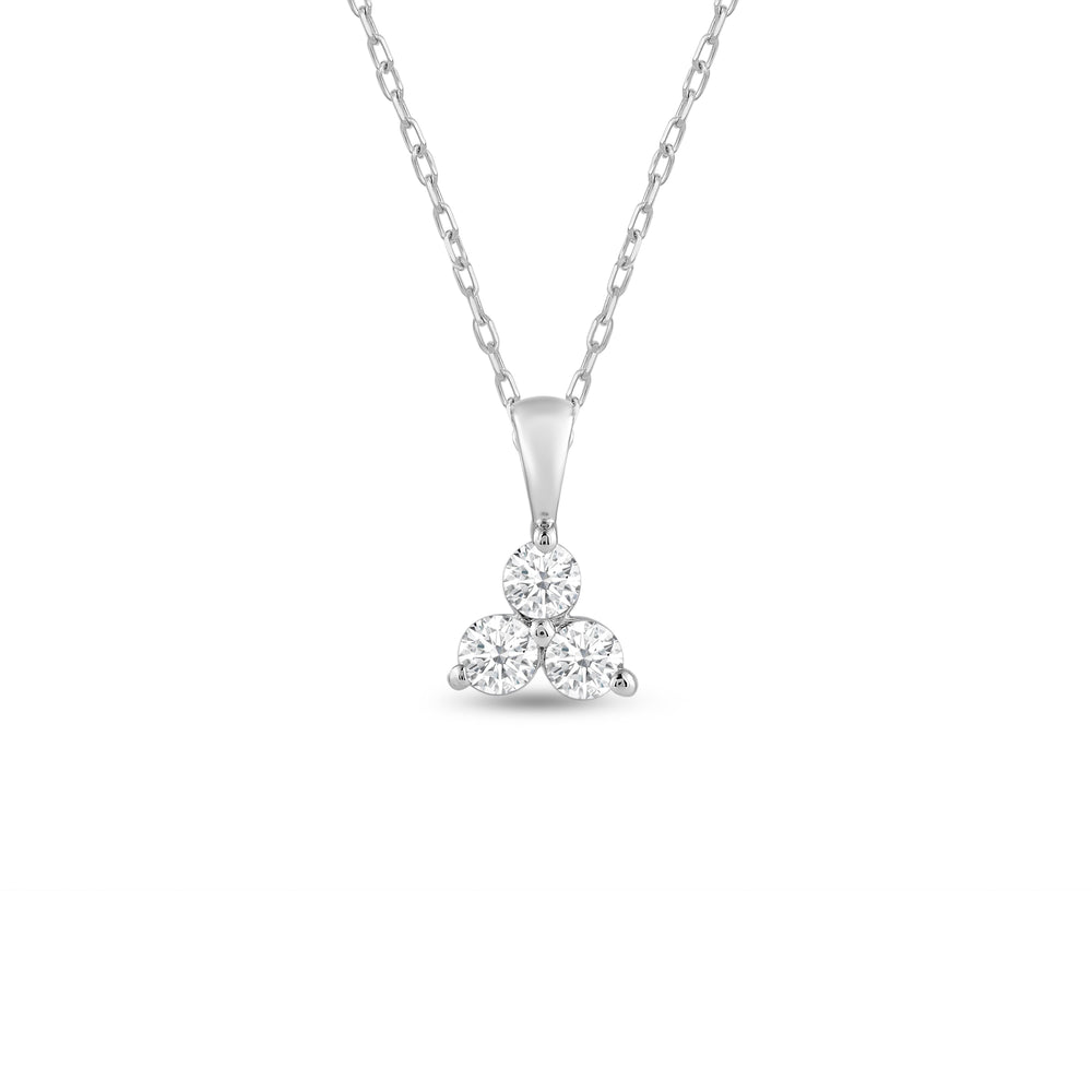 Lab Diamond Three Stone Cluster Pendant with 14KT White Gold / Lab / 3/4 Cut Diamond in 14KT White Gold / Lab / 3/4 view 1
