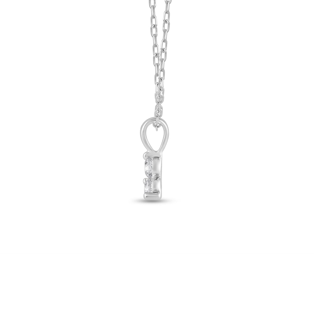 Lab Diamond Three Stone Cluster Pendant with 14KT White Gold / Lab / 3/4 Cut Diamond in 14KT White Gold / Lab / 3/4 view 3
