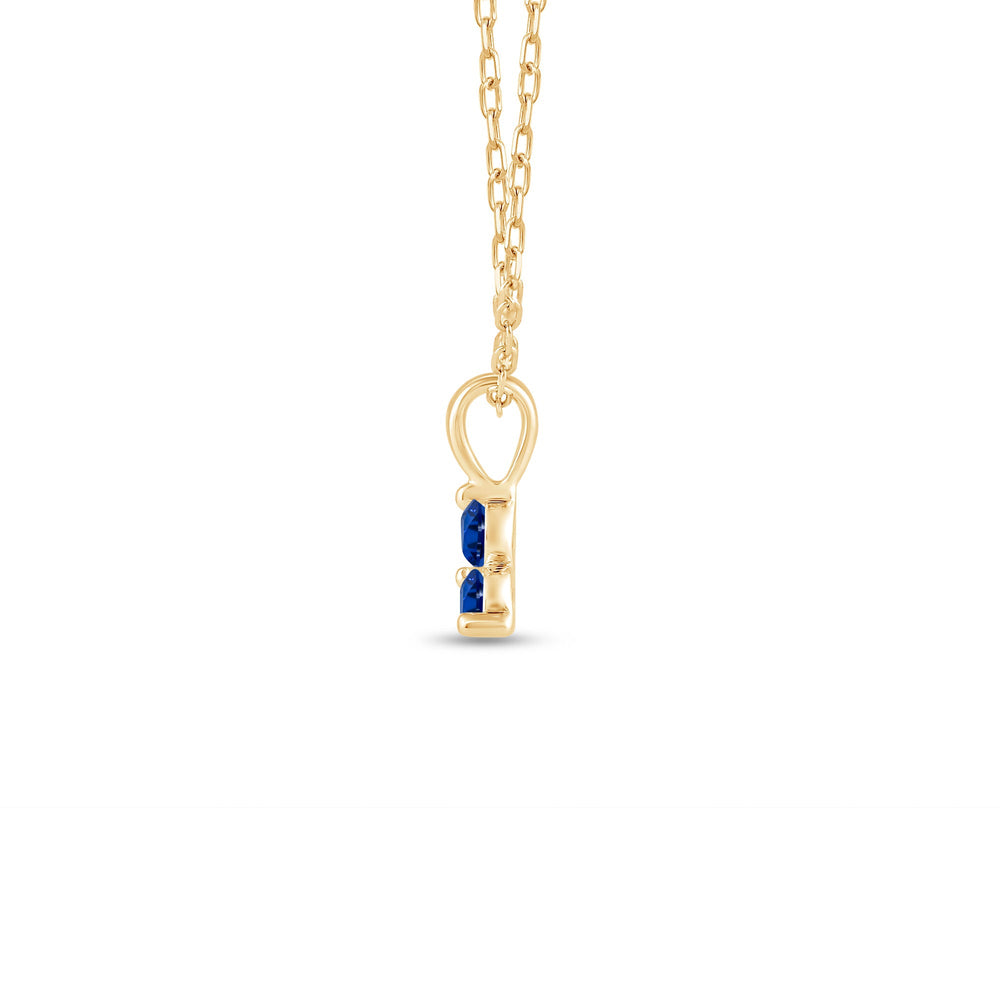 Sapphire Three Stone Cluster Pendant with 14KT Yellow Gold Cut Diamond in 14KT Yellow Gold view 3
