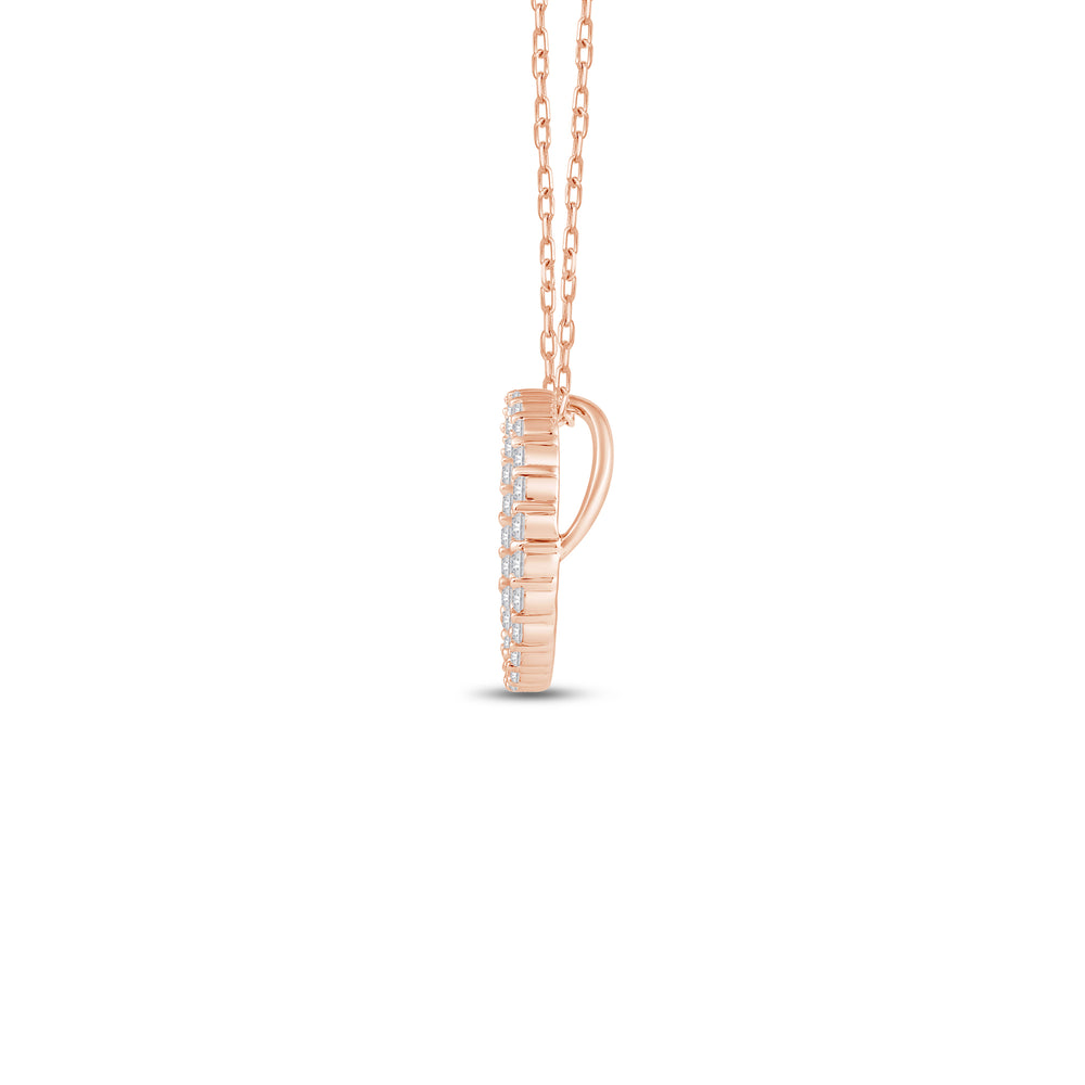 Lab Diamond Circle Pendant with 14KT Rose Gold / Lab / 1/4 Cut Diamond in 14KT Rose Gold / Lab / 1/4 view 3
