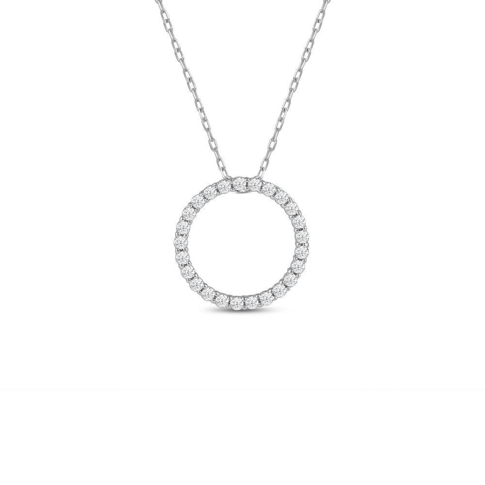 Lab Diamond Circle Pendant with Sterling Silver / Lab / 1/4 Cut Diamond in 14KT Sterling Silver / Lab / 1/4 view 1
