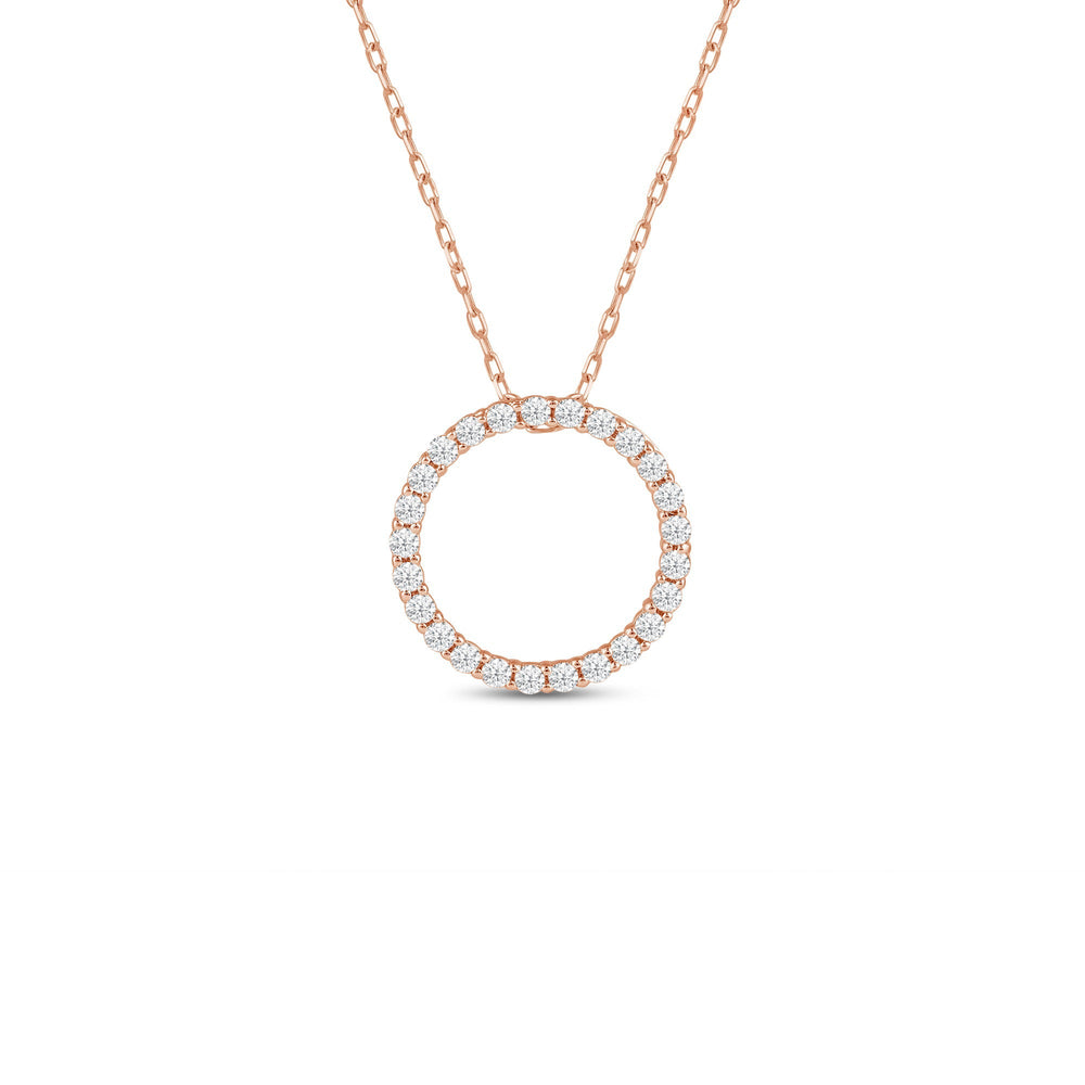 Lab Diamond Circle Pendant with 14KT Rose Gold / Lab / 1/4 Cut Diamond in 14KT Rose Gold / Lab / 1/4 view 1
