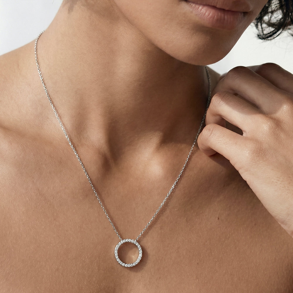 Lab Diamond Circle Pendant with 14KT Rose Gold / Lab / 1/4 Cut Diamond in 14KT Rose Gold / Lab / 1/4 view 3
