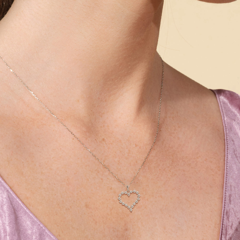 Model Wearing Lab Diamond Heart Pendant view