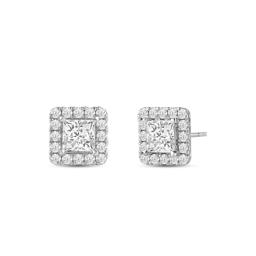 Princess Diamond Halo Earrings with 14KT White Gold / Lab / 2 5/8 Cut Diamond in 14KT White Gold / Lab / 2 5/8 view 1
