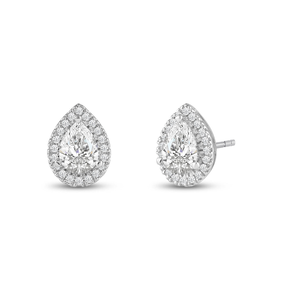 Pear Diamond Halo Earrings with 14KT White Gold / Lab / 4 3/4 Cut Diamond in 14KT White Gold / Lab / 4 3/4 view 1
