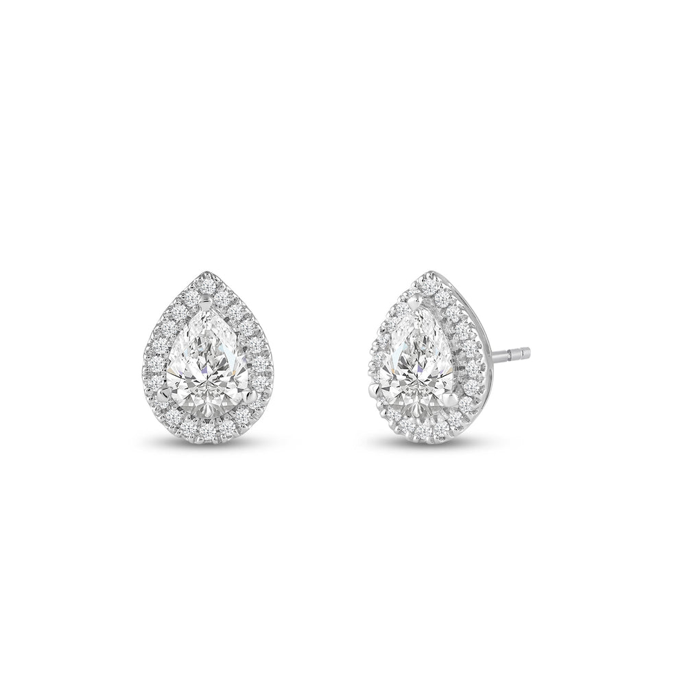 Pear Diamond Halo Earrings with 14KT White Gold / Lab / 2 1/3 Cut Diamond in 14KT White Gold / Lab / 2 1/3 view 1
