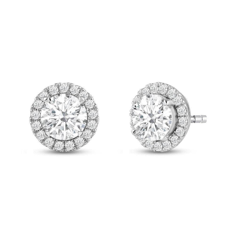 Round Diamond Halo Earrings with 14KT White Gold / Lab / 4 5/8 Cut Diamond in 14KT White Gold / Lab / 4 5/8 view 1
