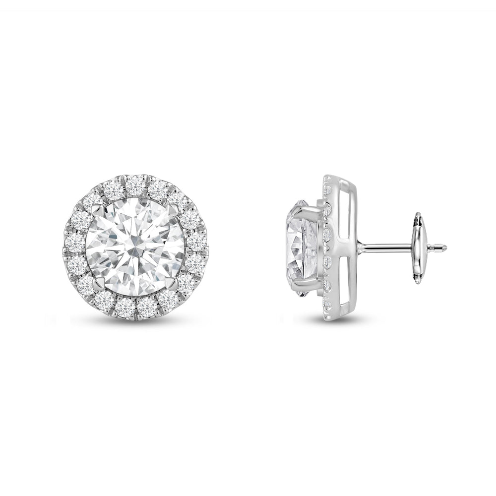 Round Diamond Halo Earrings with 14KT White Gold / Lab / 4 5/8 Cut Diamond in 14KT White Gold / Lab / 4 5/8 view 5

