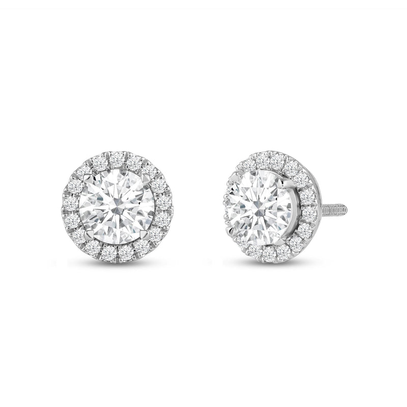 Round Diamond Halo Earrings