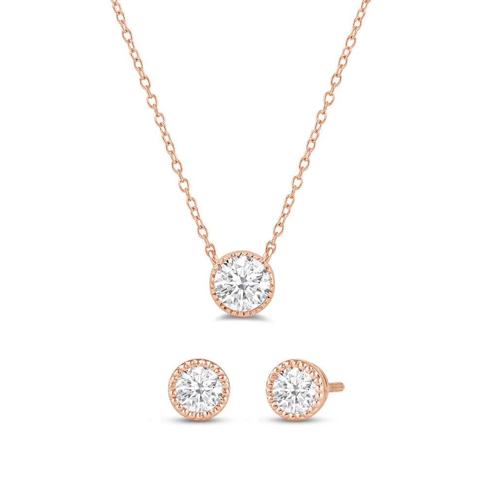 The Radiant Set with 1 Cut Diamond in 14KT Rose Gold view 1
