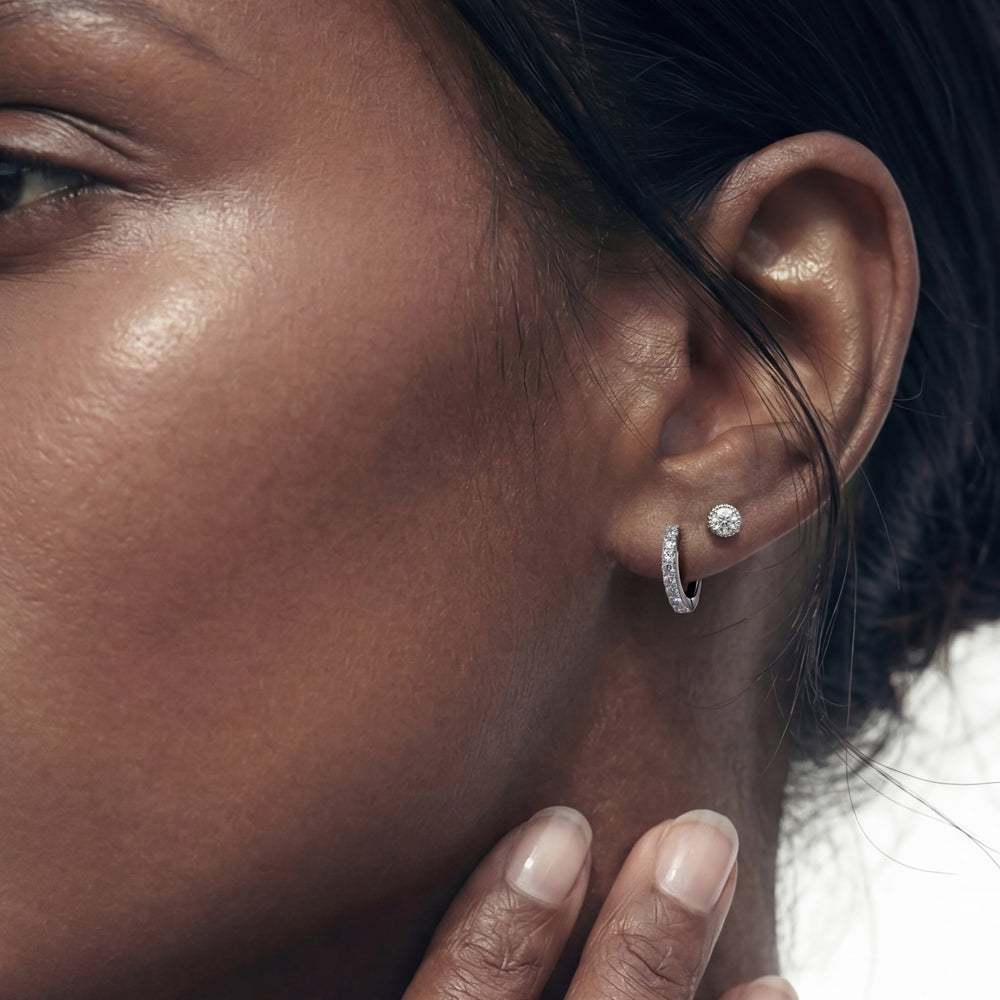 Round Diamond Milgrain Solitaire Stud Earrings with 14KT Rose Gold / Lab / 1/2 Cut Diamond in 14KT Rose Gold / Lab / 1/2 view 3
