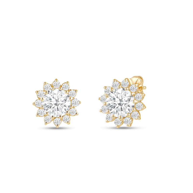 Flower Halo Diamond Earrings