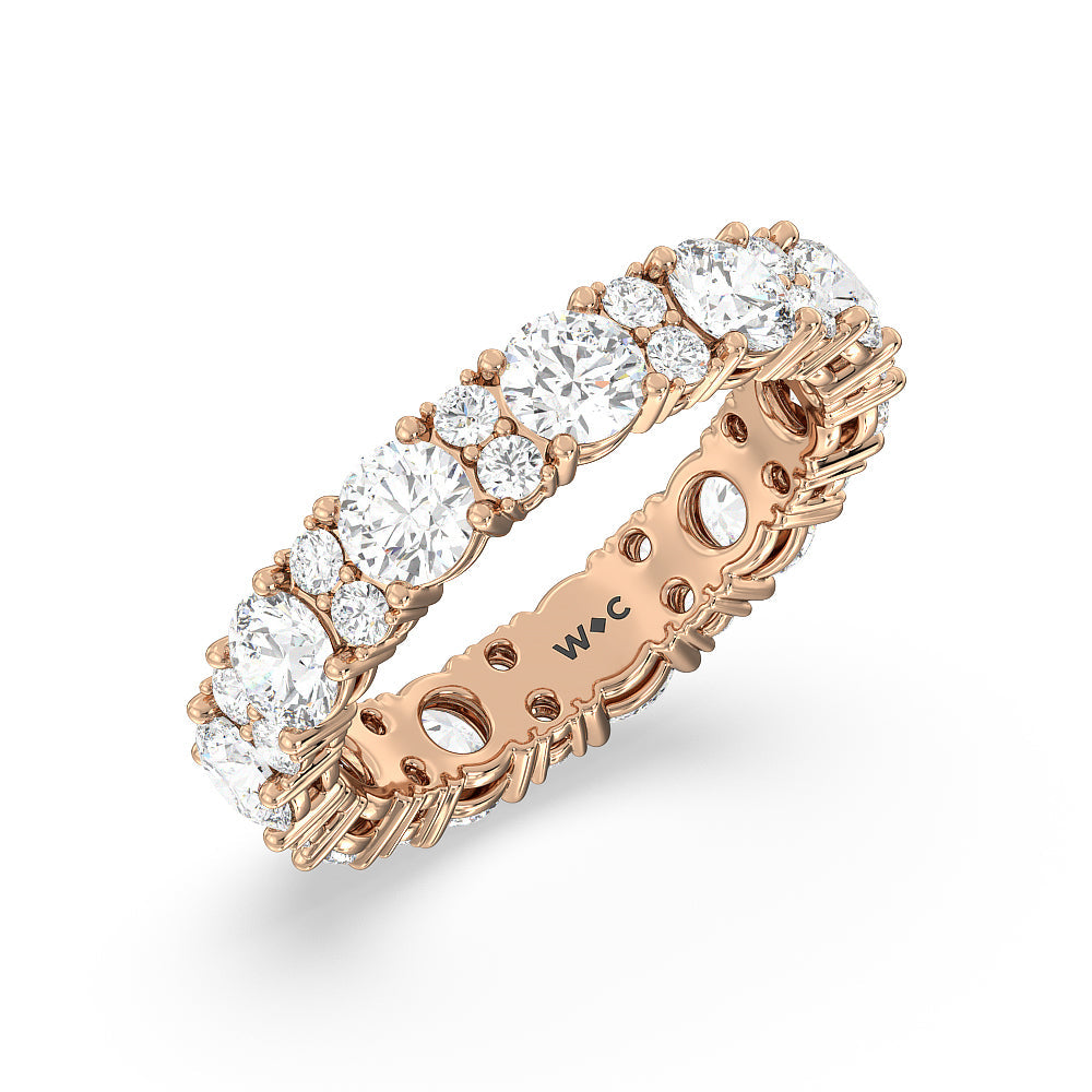 Round Station Eternity Ring 4 cttw (E+ VS+) with 18KT Rose Gold / Lab / 4 5/8 Cut Diamond in 14KT Rose Gold / Lab / 4 5/8 view 2
