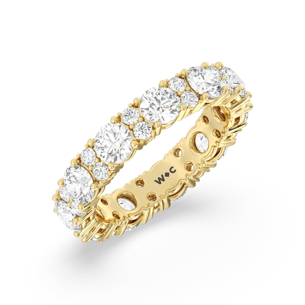 Round Station Eternity Ring 4 cttw (E+ VS+) with 18KT Yellow Gold / Lab / 4 5/8 Cut Diamond in 14KT Yellow Gold / Lab / 4 5/8 view 2
