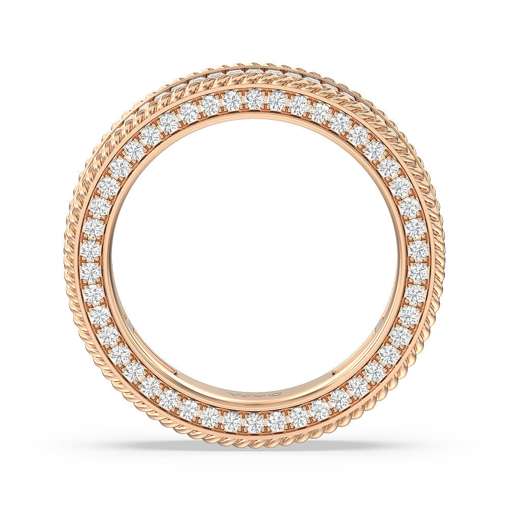 Rope Edge Baguette Stones Eternity Ring with 18KT Rose Gold / Natural / 1 3/4 Cut Diamond in 14KT Rose Gold / Natural / 1 3/4 view 3
