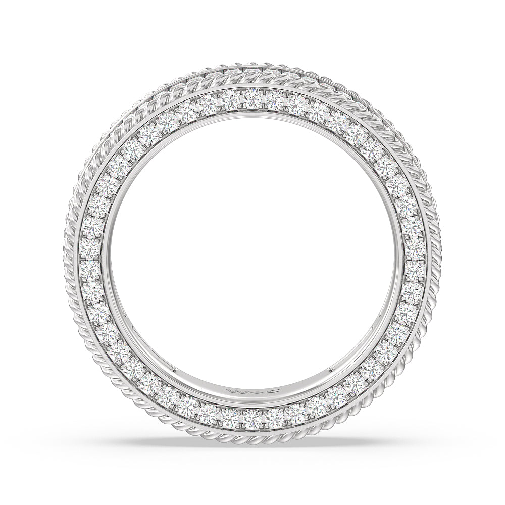 Rope Edge Baguette Stones Eternity Ring with Platinum / Natural / 1 3/4 Cut Diamond in 14KT Platinum / Natural / 1 3/4 view 3
