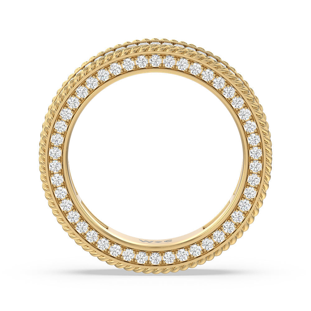 Rope Edge Baguette Stones Eternity Ring with 18KT Yellow Gold / Natural / 1 3/4 Cut Diamond in 14KT Yellow Gold / Natural / 1 3/4 view 3
