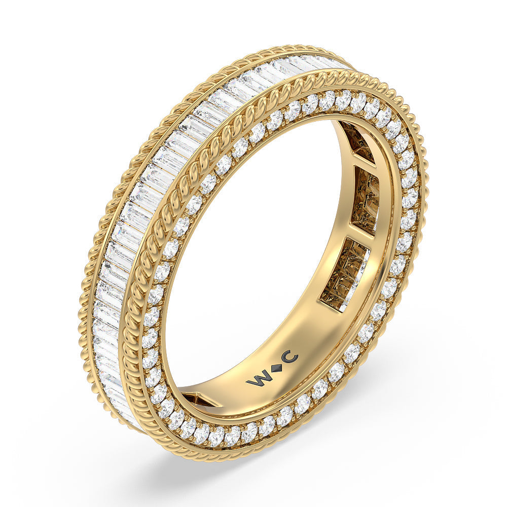 Rope Edge Baguette Stones Eternity Ring with 18KT Yellow Gold / Natural / 1 3/4 Cut Diamond in 14KT Yellow Gold / Natural / 1 3/4 view 2
