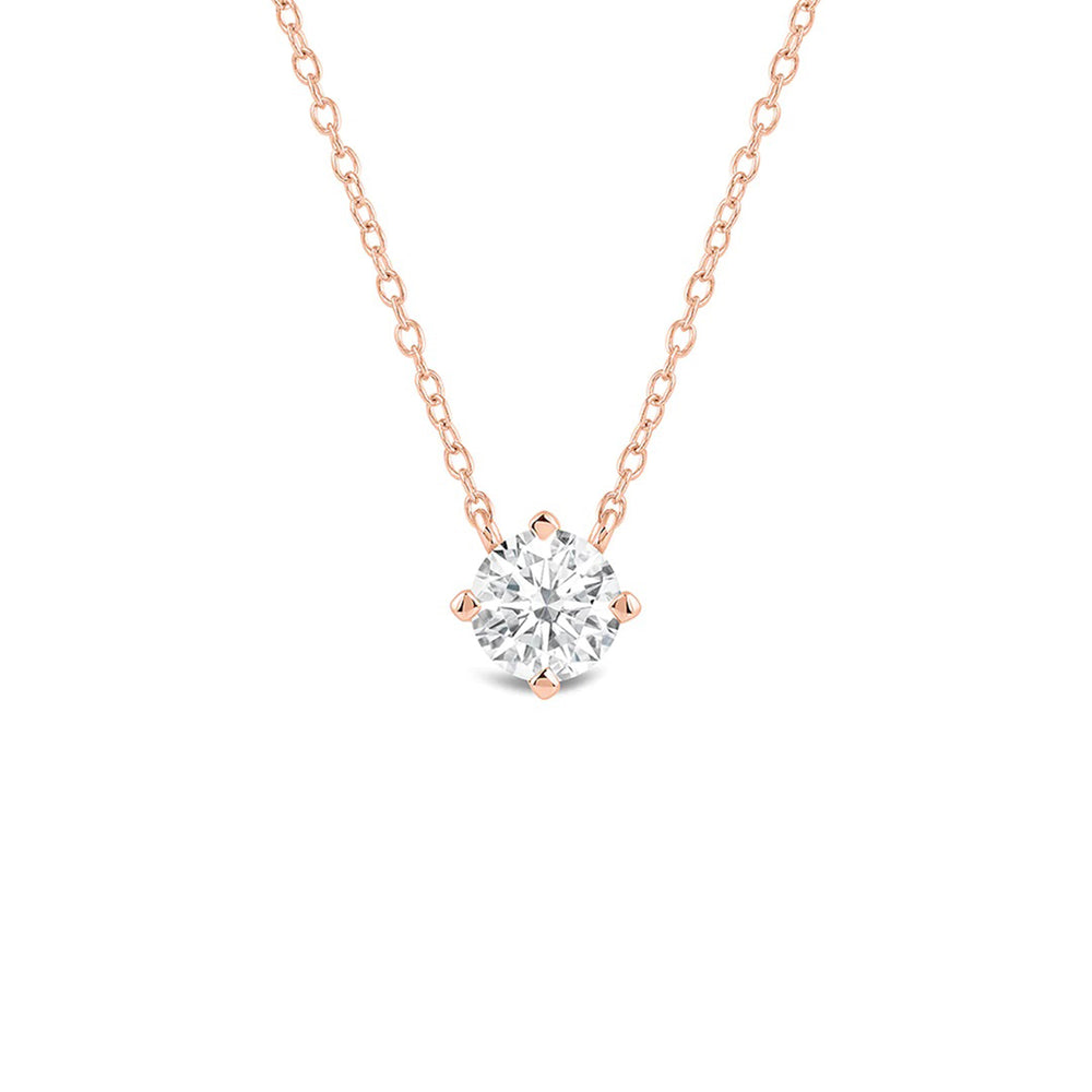 Kite Set Round Lab Created Diamond Solitaire Pendant with 14KT Rose Gold / Lab / 1 1/2 Cut Diamond in 14KT Rose Gold / Lab / 1 1/2 view 1

