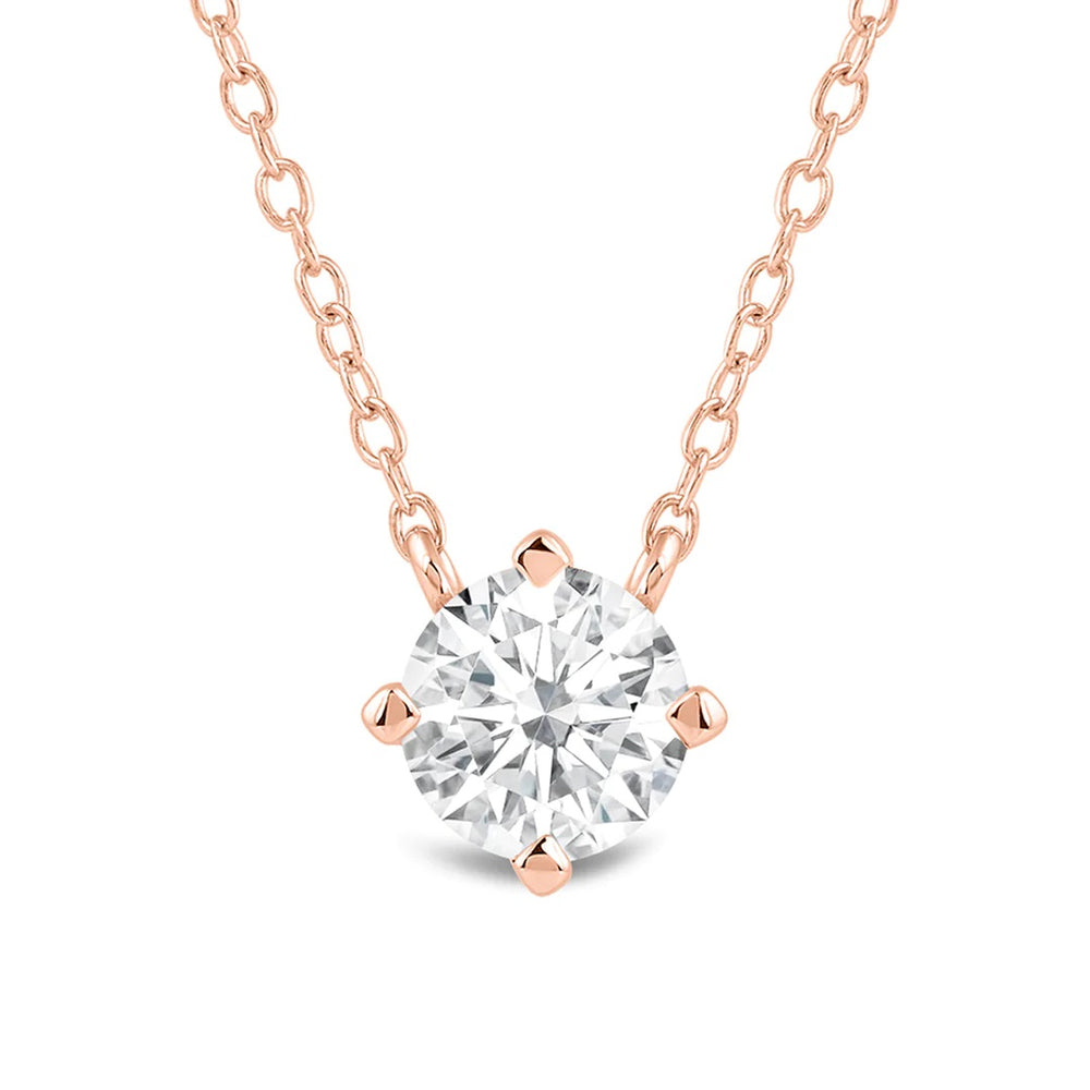 Kite Set Round Lab Created Diamond Solitaire Pendant with 14KT Rose Gold / Lab / 1 1/2 Cut Diamond in 14KT Rose Gold / Lab / 1 1/2 view 4
