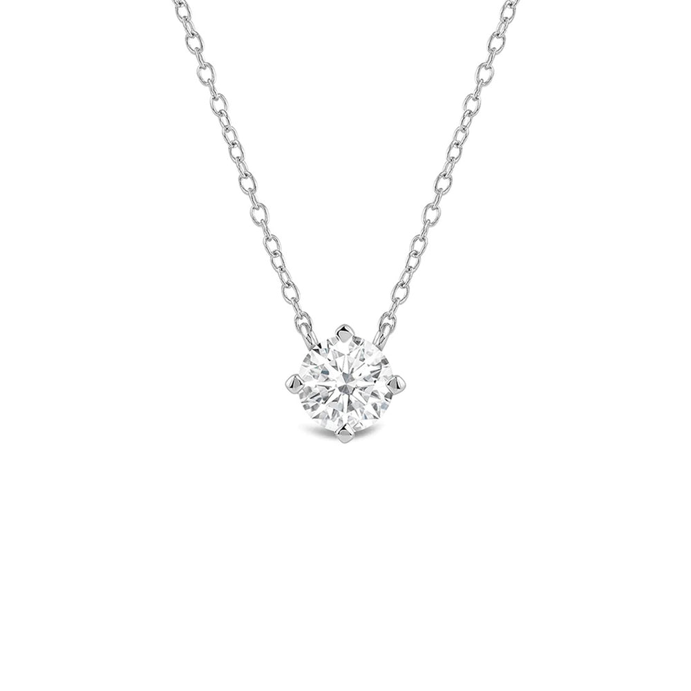 Kite Set Round Lab Created Diamond Solitaire Pendant with 14KT White Gold / Lab / 1 1/2 Cut Diamond in 14KT White Gold / Lab / 1 1/2 view 1
